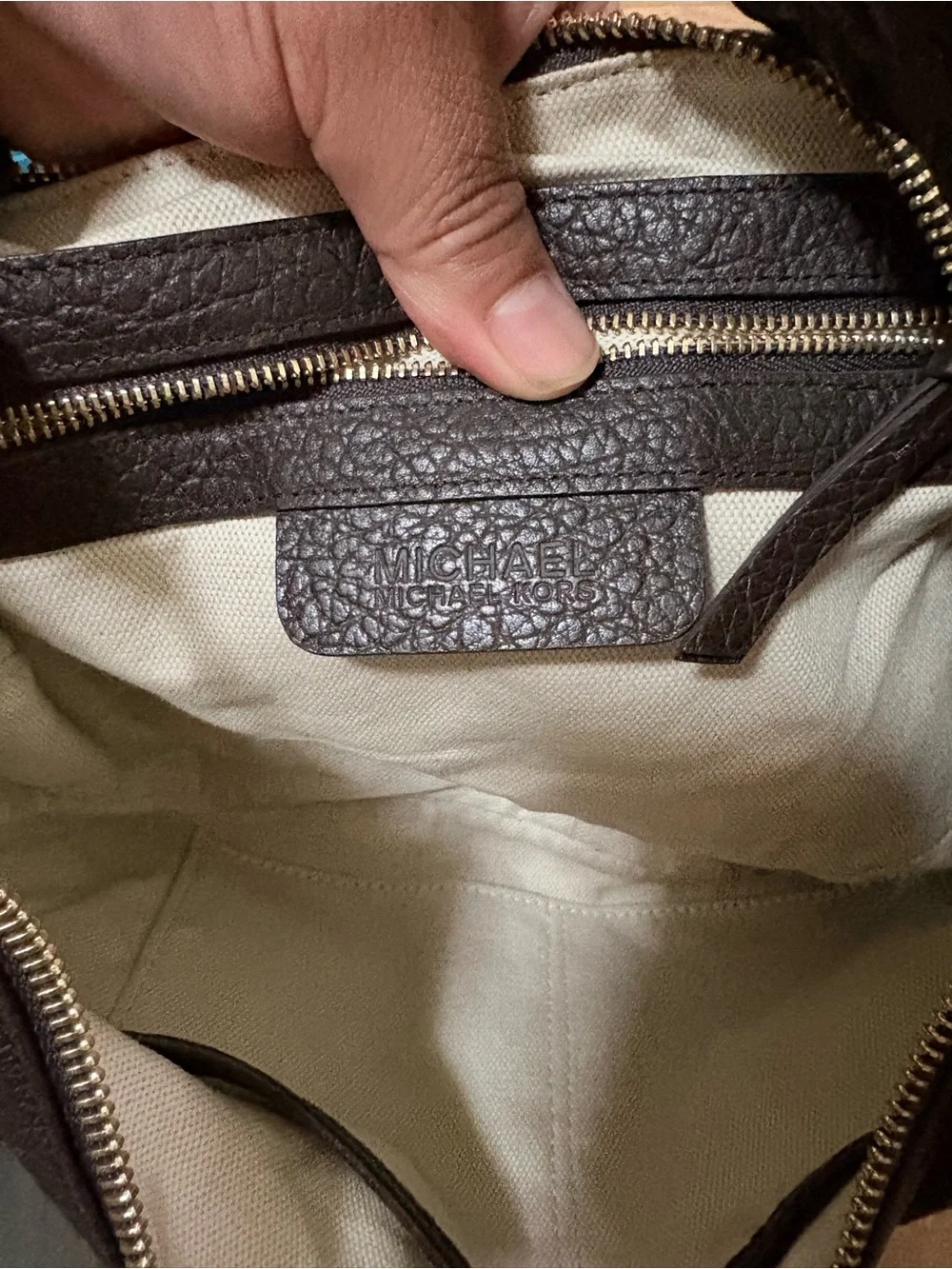 Michael Kors Vintage Braided Handle Pebble Leather Hobo - Dark Brown